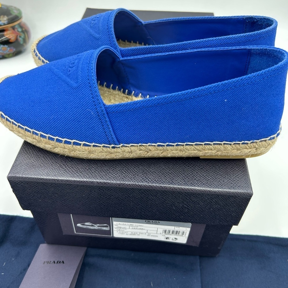 Women's Prada triangle logo canvas espadrille size 7, made in Italy - Picture 4 of 8